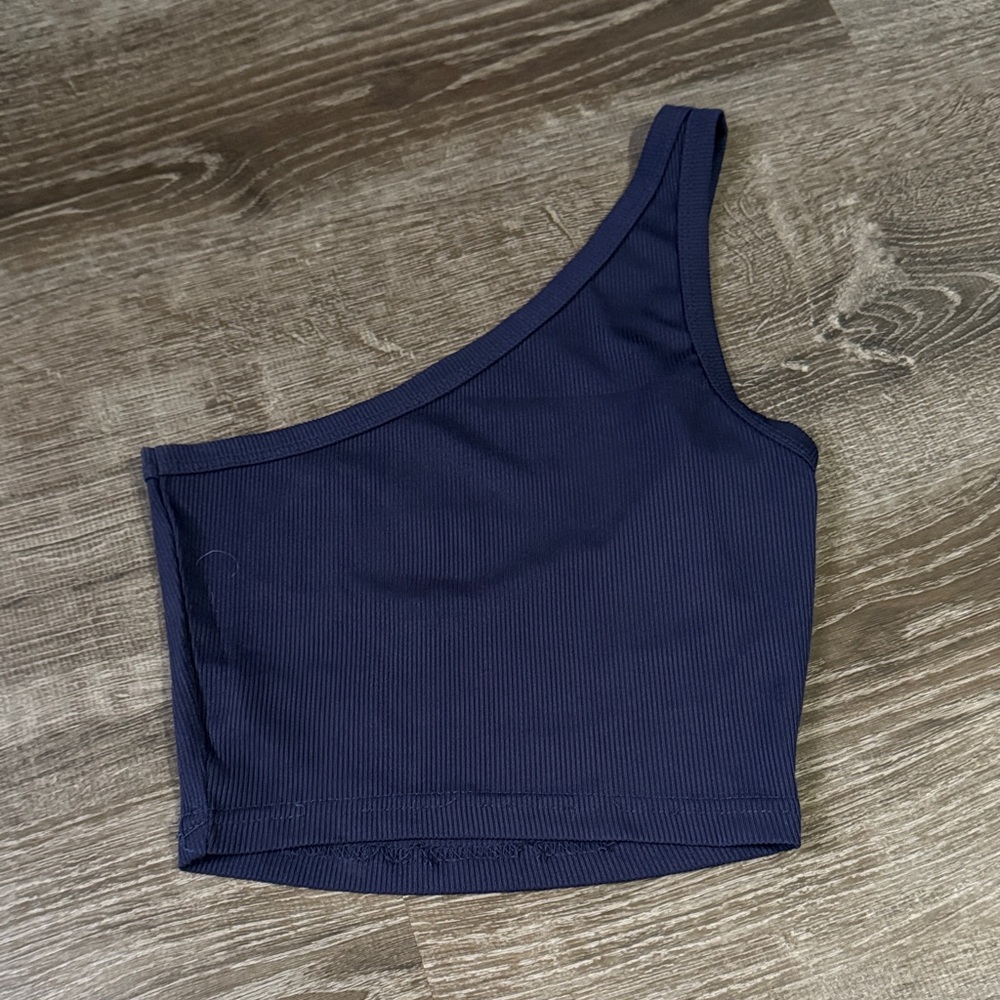 Navy Blue One-Shoulder Women's Top